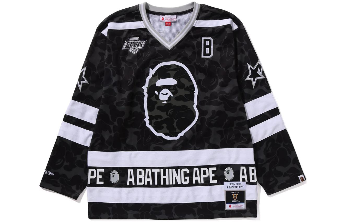 Bape X Mitchell & Ness Nhl Florida Panthers Mesh Hockey Jersey L/S Tee