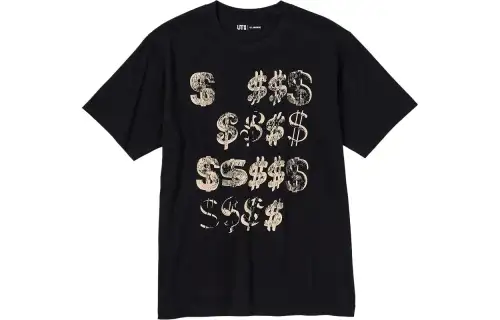 UNIQLO T Shirts Unisex Black Crew Neck Moderate Straight Fit