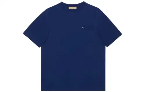 GUCCI T Shirts Men's Blue Crew Neck Moderate Straight Fit