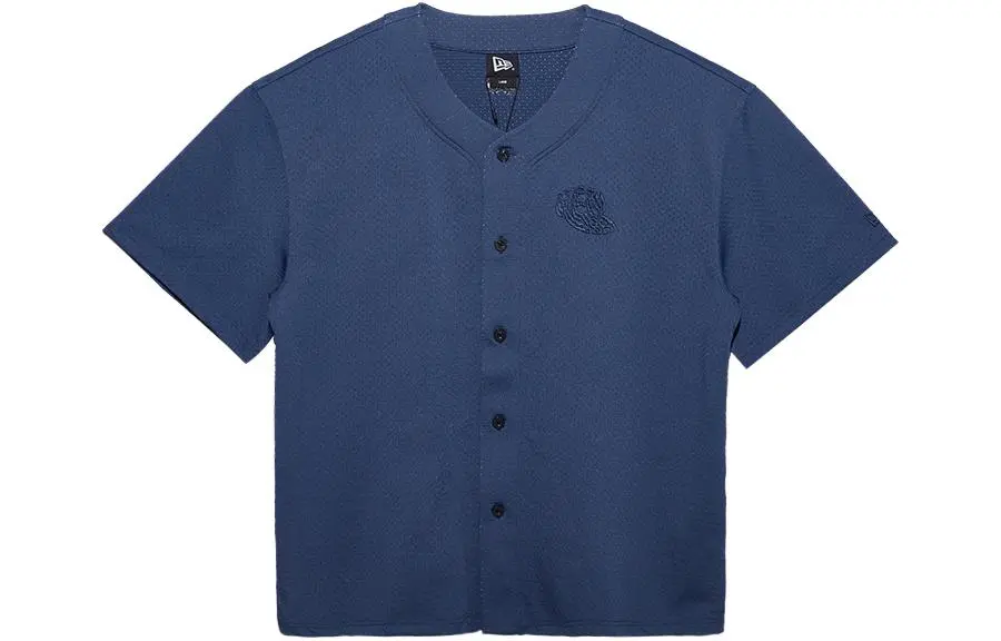 New Era T-Shirts Men's Blue Crew Neck Moderate Straight Fit
