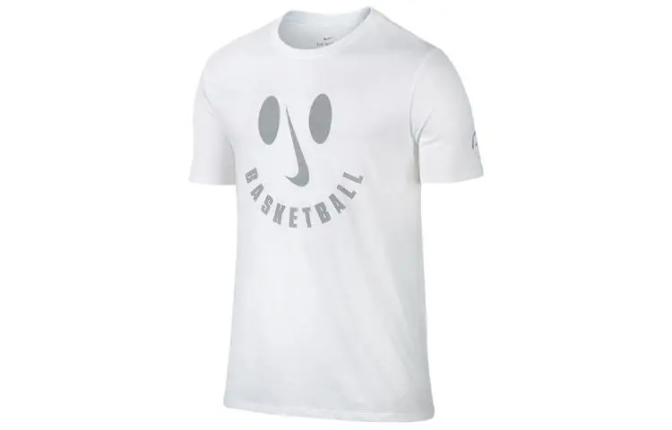 Nike T-Shirts Men's White Crew Neck Moderate Straight Fit