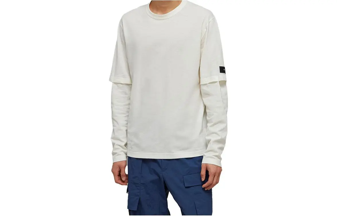 Adidas T-Shirts Unisex White Crew Neck Moderate Mock Two-Piece