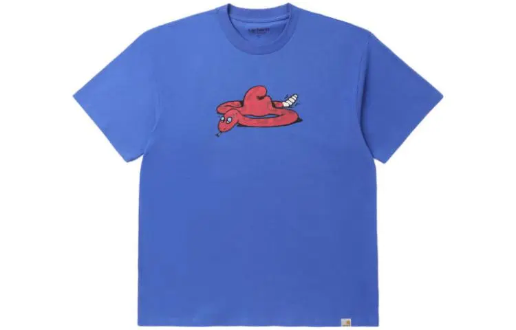 Carhartt WIP T-Shirts Men's Blue Crew Neck Moderate Straight Fit
