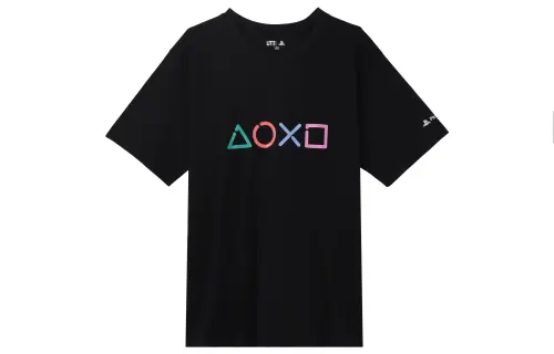 UNIQLO T Shirts Unisex Black Crew Neck Thin Straight Fit