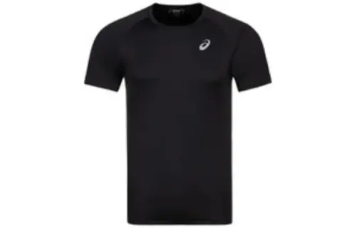 ASICS T Shirts Men's Black Crew Neck Moderate Straight Fit