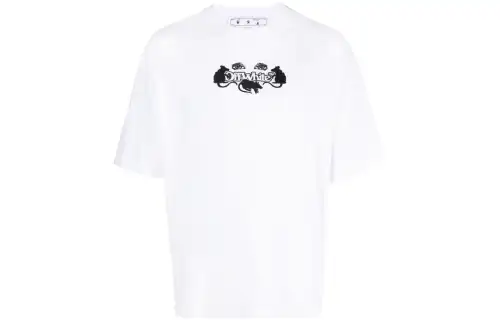 OFF WHITE T Shirts Men's White Crew Neck Moderate Straight Fit
