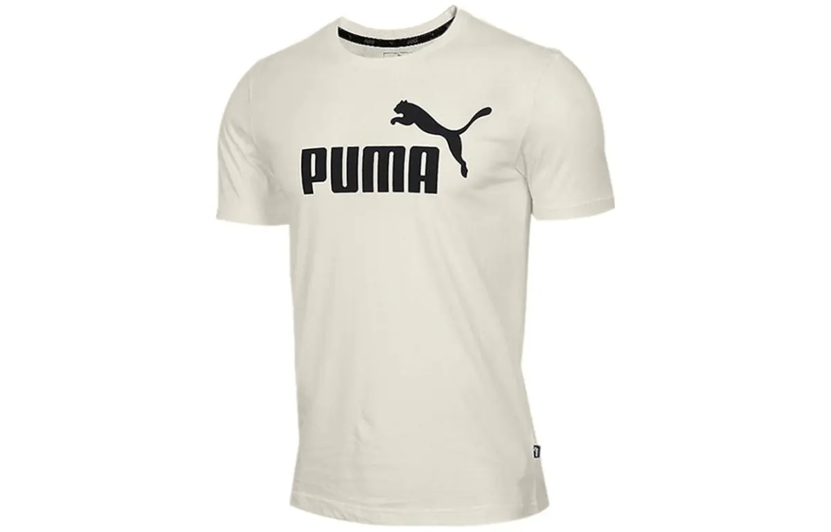 PUMA T-Shirts Men's White Crew Neck Moderate Straight Fit