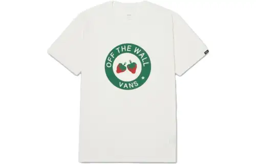 Vans T Shirts Men's Ivory Crew Neck Moderate Straight Fit