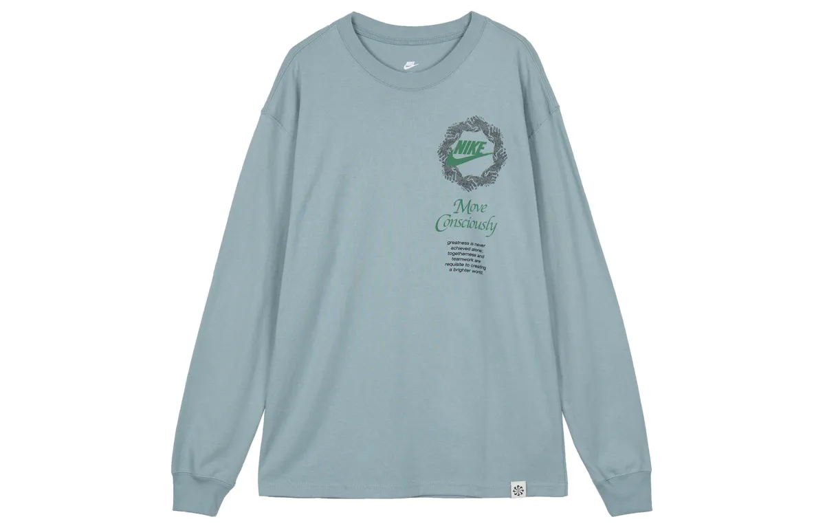 Nike T-Shirts Men's Blue Crew Neck Moderate Straight Fit