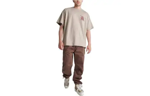 Converse Swamp Pals T Shirts Men's Beach Stone Crew Neck Moderate Straight Fit