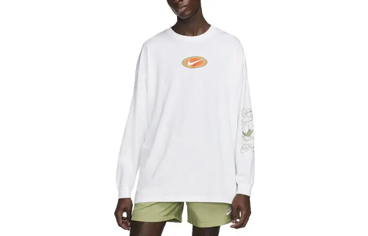 Nike T-Shirts Men's White Crew Neck Moderate Straight Fit