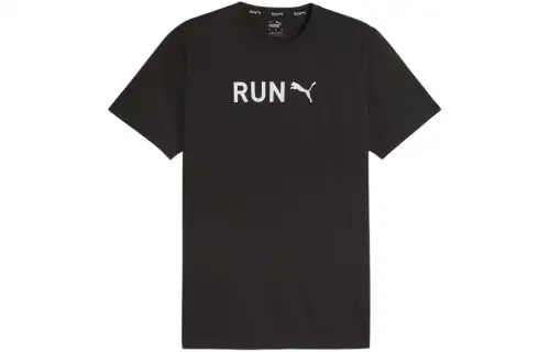 PUMA T Shirts Men's Black Crew Neck Moderate Straight Fit