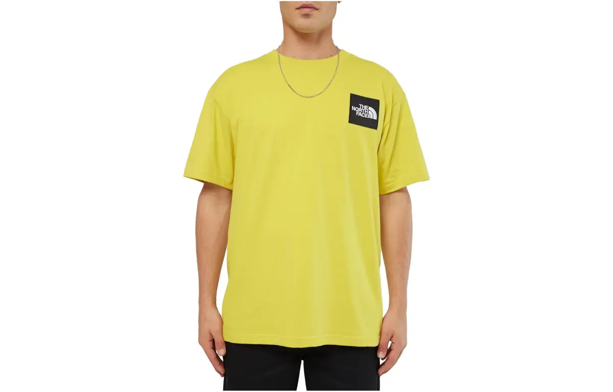 THE NORTH FACE T-Shirts Men's Yellow Crew Neck Moderate Straight Fit