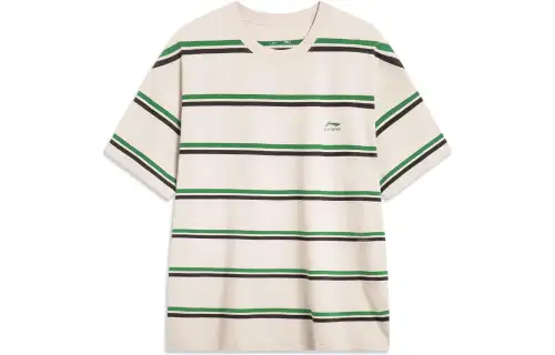 Li Ning Sports Fashion Collection T Shirt Unisex Beige Green