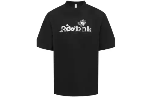 Reebok T Shirts Unisex Black Crew Neck Moderate Straight Fit