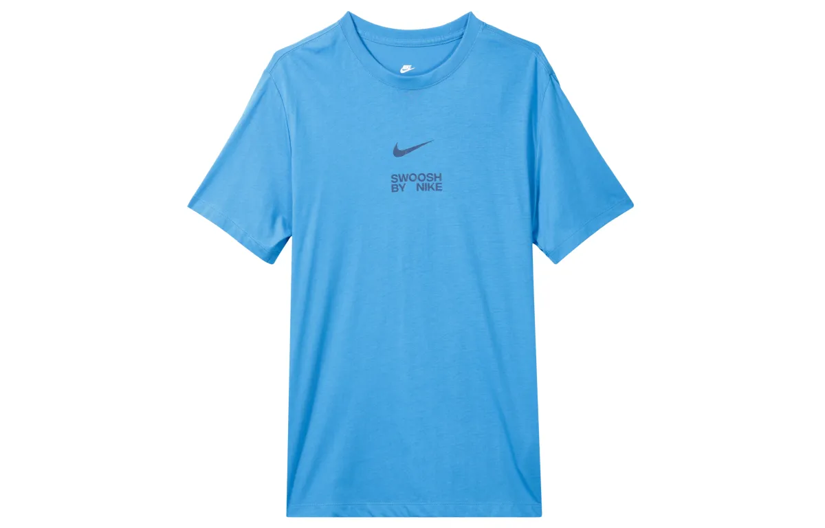 Nike T-Shirts Men's Light Photo Blue Crew Neck Moderate Straight Fit