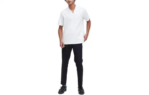UNIQLO T Shirts Men's White Polo Collar Moderate Straight Fit