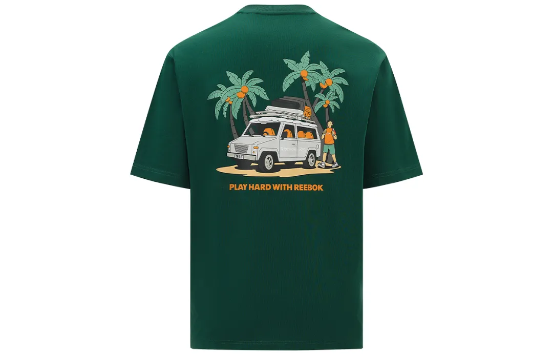 Reebok T Shirts Unisex Green Crew Neck Moderate Straight Fit