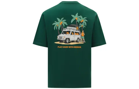 Reebok T-Shirts Unisex Green Crew Neck Moderate Straight Fit