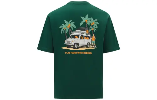 Reebok T Shirts Unisex Green Crew Neck Moderate Straight Fit
