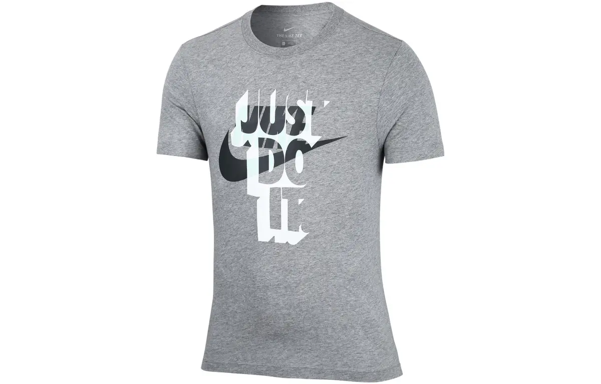 Nike T-Shirts Men's Black Gray Color Crew Neck Moderate Straight Fit
