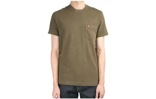 Burberry T Shirts Men's Khaki Crew Neck Moderate Straight Fit