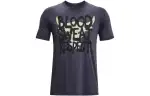 Under Armour T Shirts Men's Marine Blue Crew Neck Moderate Straight Fit