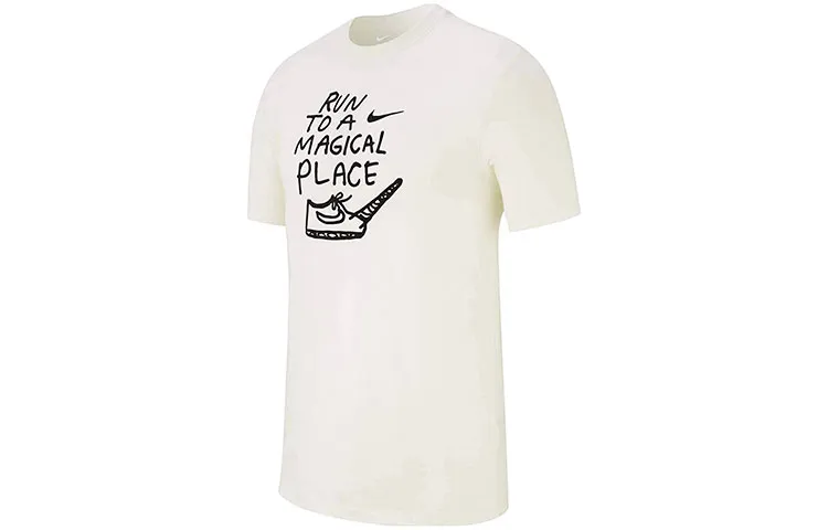 Nike T-Shirts Men's White Crew Neck Moderate Straight Fit