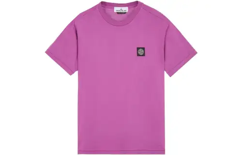 STONE ISLAND T Shirts Men's Magenta Crew Neck Moderate Straight Fit