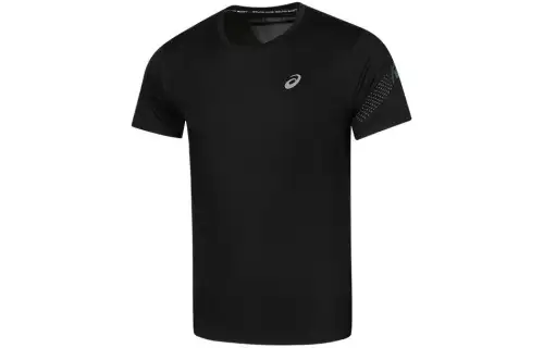 ASICS T Shirts Men's Black Crew Neck Moderate Straight Fit