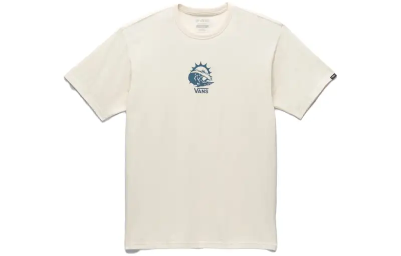 Vans T Shirts Unisex Cream White Crew Neck Moderate Straight Fit