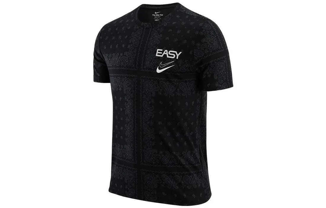 Nike T-Shirts Men's Black Crew Neck Moderate Straight Fit