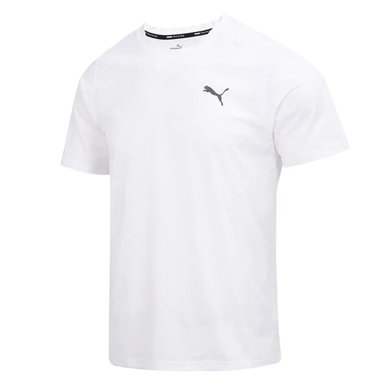PUMA T-Shirts Men's White Crew Neck Moderate Straight Fit