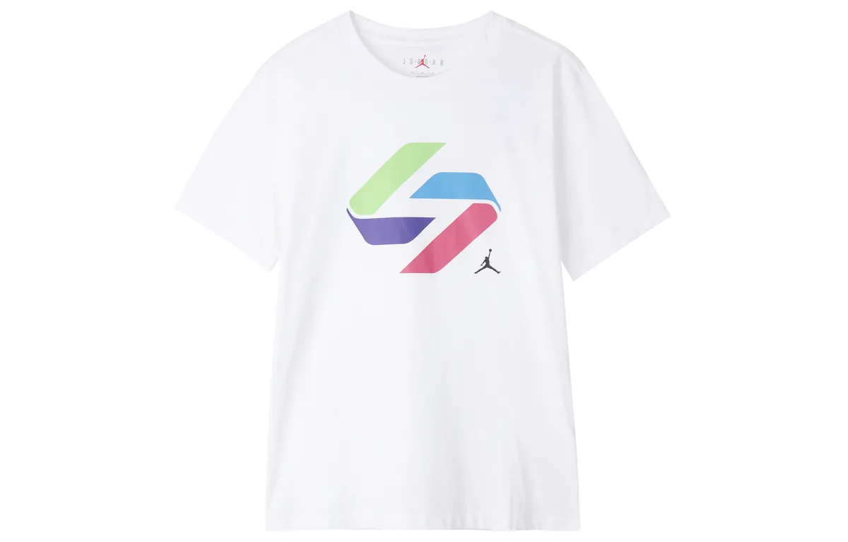 Jordan T-Shirts Men's White Crew Neck Moderate Straight Fit
