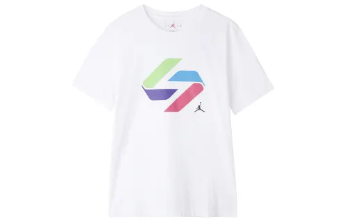 Jordan T Shirts Men's White Crew Neck Moderate Straight Fit