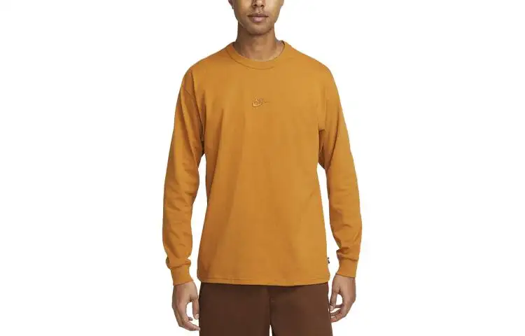 Nike T Shirts Men's Gold Crew Neck Moderate Straight Fit