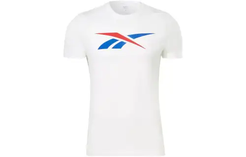 Reebok T Shirts Men's White Crew Neck Moderate Straight Fit