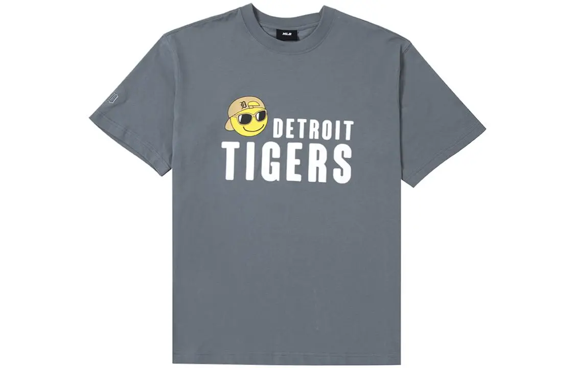 MLB Smile T-Shirts Unisex Gray Crew Neck Moderate Straight Fit