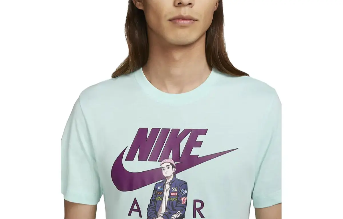Nike T-Shirts Men's Green Crew Neck Moderate Straight Fit
