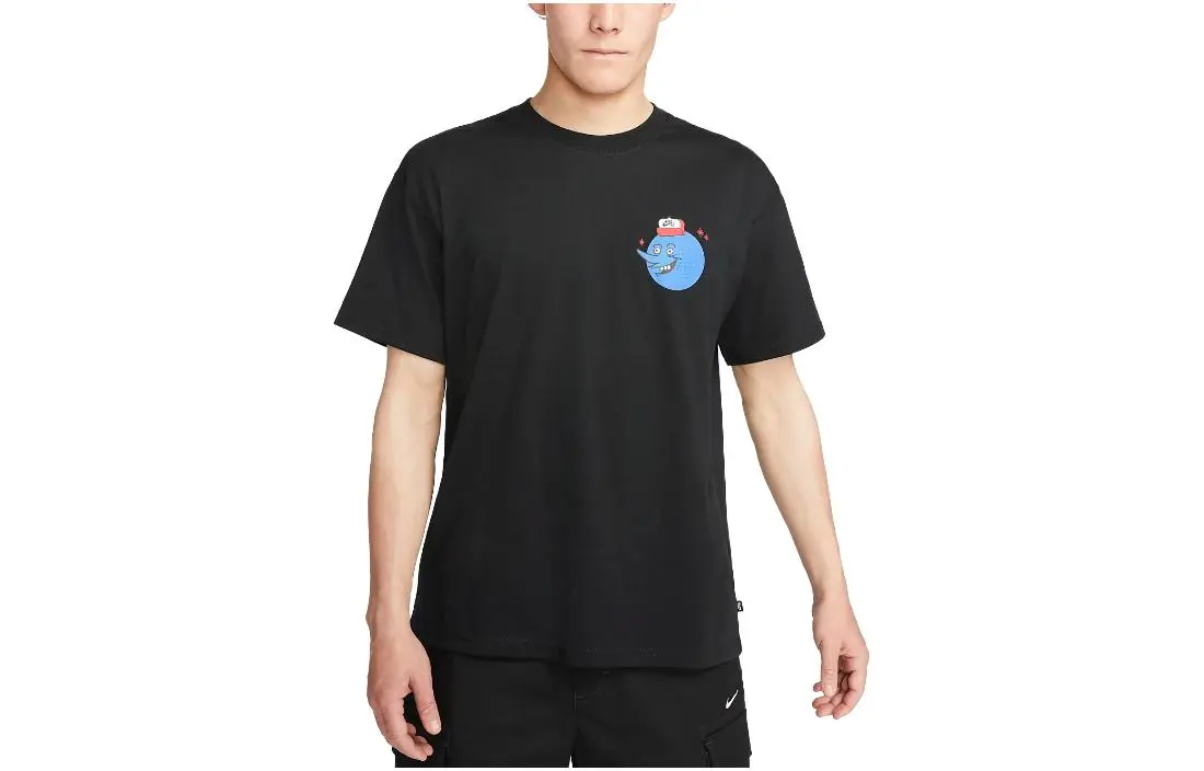 Nike T-Shirts Men's Black Crew Neck Moderate Straight Fit