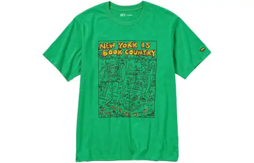 UNIQLO T Shirts Unisex Green Crew Neck Moderate
