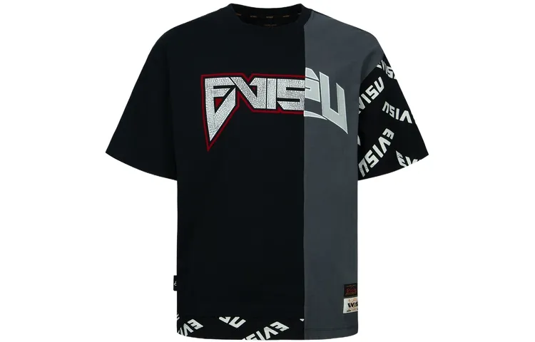 EVISU T Shirts Men's Multicolor/Black Crew Neck Moderate Straight Fit