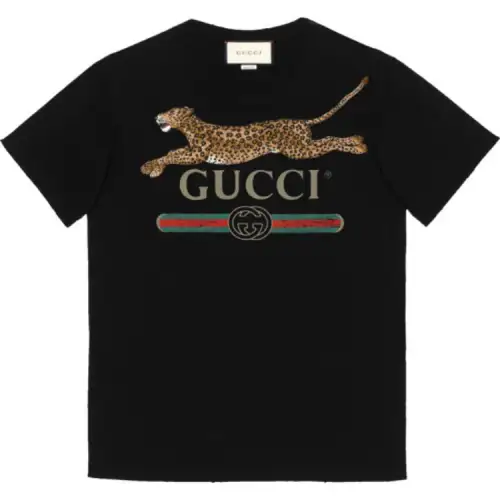 GUCCI T Shirts Men's Black Crew Neck Moderate Straight Fit