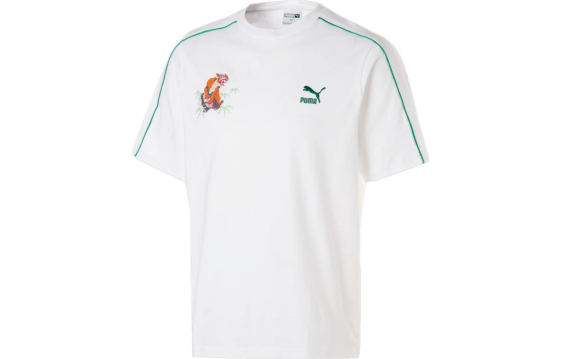 PUMA SKA MIJ T Shirts Men's White Crew Neck Moderate Straight Fit