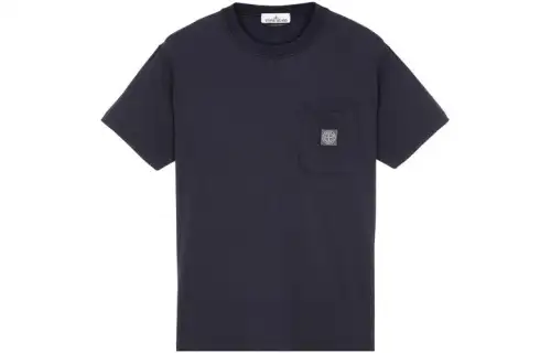 STONE ISLAND T Shirts Men's Dark Blue Crew Neck Moderate Straight Fit