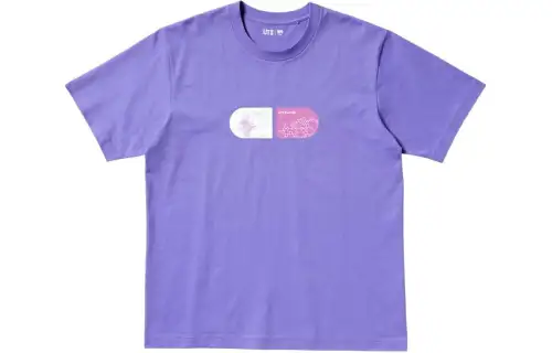 UNIQLO Detective Conan Co Branded T Shirts Unisex Purple Crew Neck Moderate Straight Fit