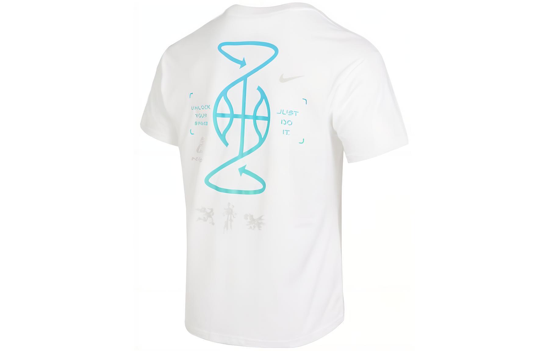 Nike Basketball retro sports white short sleeve T-shirt, print, American style
