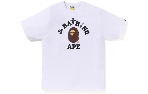 A BATHING APE Japanese short sleeve T-shirt with a round collar for men and women, print