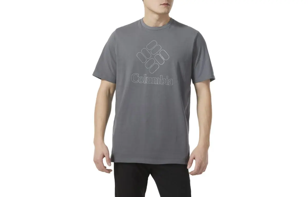 Columbia T-Shirts Men's Gray Crew Neck Moderate Straight Fit