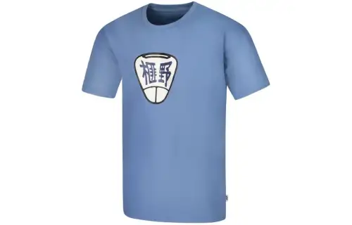 ASICS T Shirts Unisex Blue Crew Neck Moderate Straight Fit